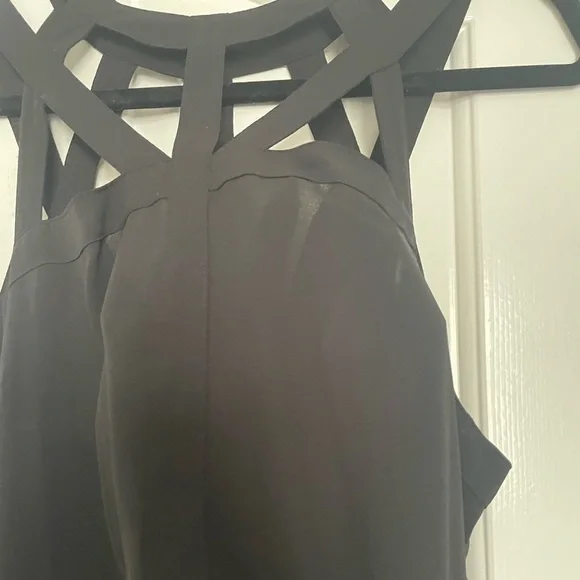 BCBGMaxAzria Cutout Neck Harness Collar High Low Slip Dress in Black - Picture 6 of 6